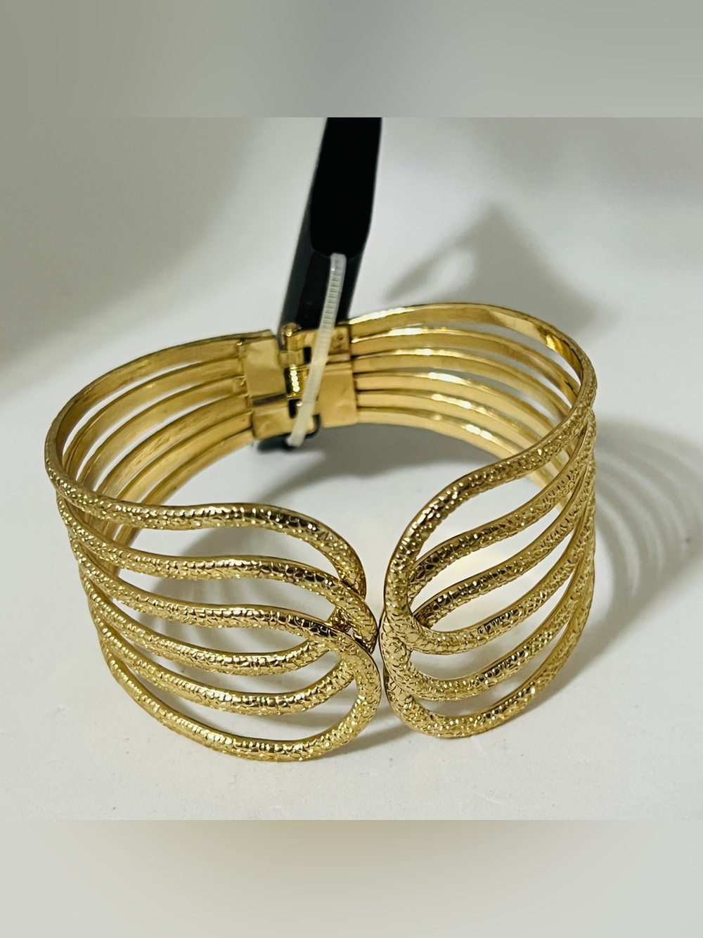 Kohl's Gold Multi-Row Textured Open Cuff Clamper Bracelet